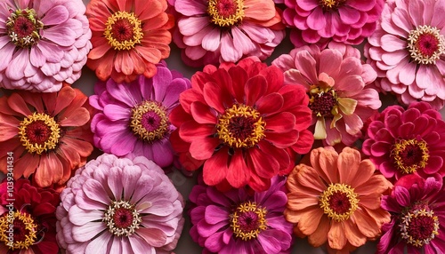 Wallpaper Mural Pink and red zinnia flowers (Zinnia elegans ) top view Torontodigital.ca
