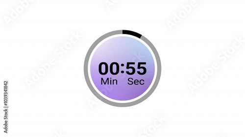 Wallpaper Mural One minute countdown timer animation from 60 seconds to 0 seconds with alpha channel , 1 minute countdown timer on a transparent background. Torontodigital.ca