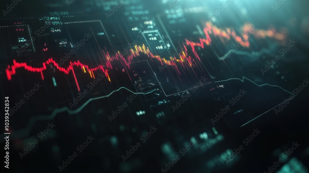 Abstract digital graph showing fluctuating data trends and analytics. Abstract digital graph showing fluctuating data trends and analytics.