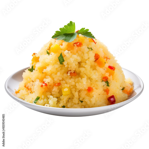 upma on a plate indian food transparent background photo