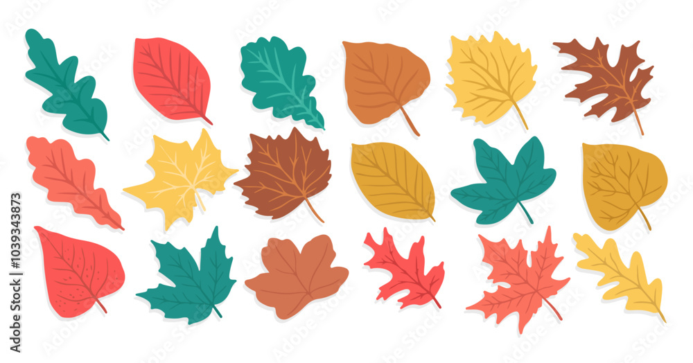 Obraz premium Flat design autumn leaves collection