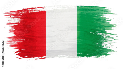 italy flag color brush stroke isolated on white or transparent png