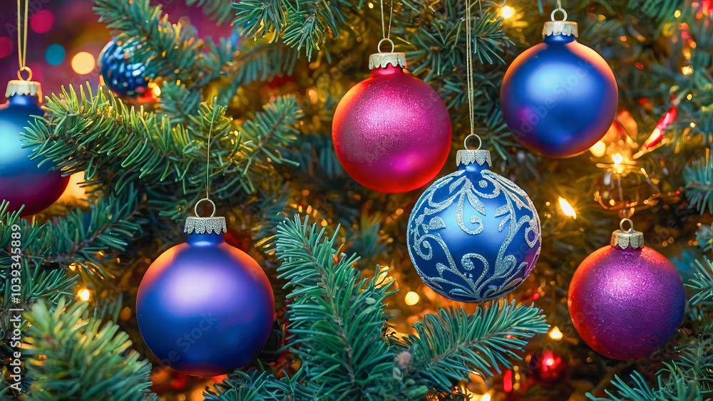 AI-generated images of elegant colorful Christmas tree ornaments that capture the Christmas spirit AI-generated images of elegant colorful Christmas tree ornaments that capture the Christmas spirit