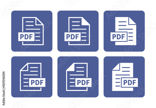 biała ikona pliku PDF na fioletowym tle