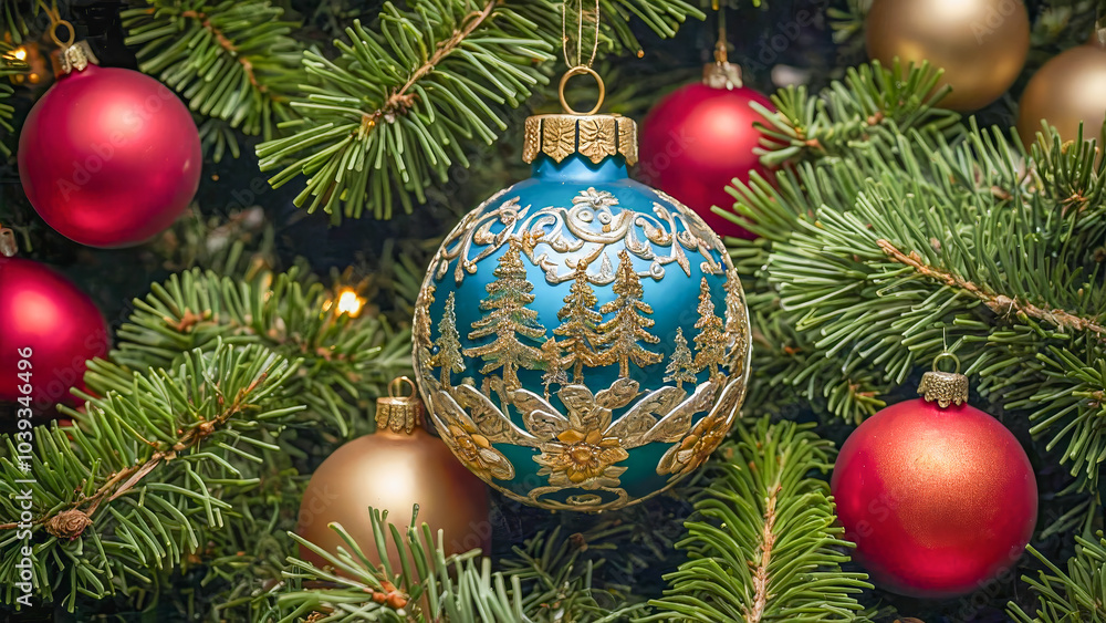 AI-generated images of elegant colorful Christmas tree ornaments that capture the Christmas spirit AI-generated images of elegant colorful Christmas tree ornaments that capture the Christmas spirit