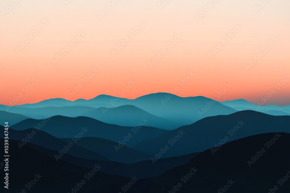 Fototapeta premium mountains in the morning , wavy gradient colors at sunrise