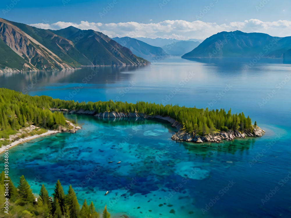 Fototapeta premium lake and mountains