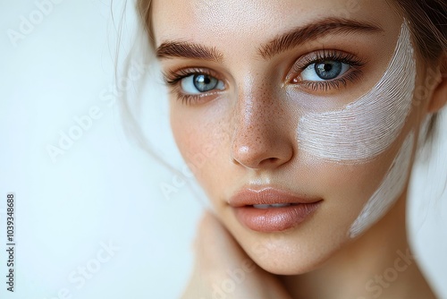 Female in bandage after plastic surgery on face, Generative AI photo