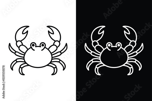 Elegant Crab Line Art. Anime-Inspired Outline Vector Icon