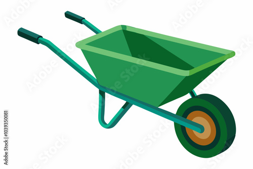 Wheelbarrow icon in flat style isolated on white background illustration