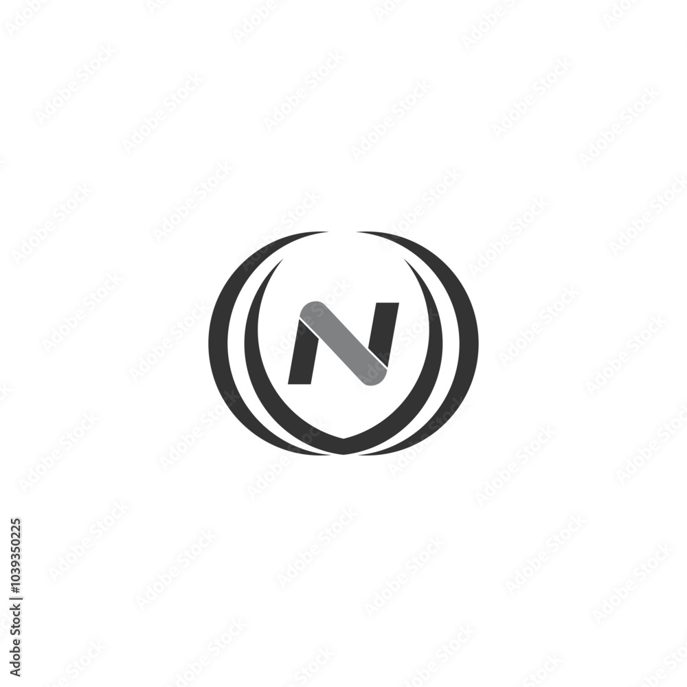N black and gray logo with circle N black and gray logo with circle