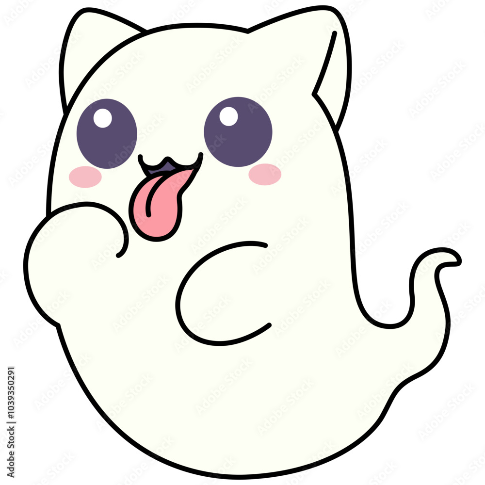 Cartoon Cute Cat Ghost Cartoon Cute Cat Ghost