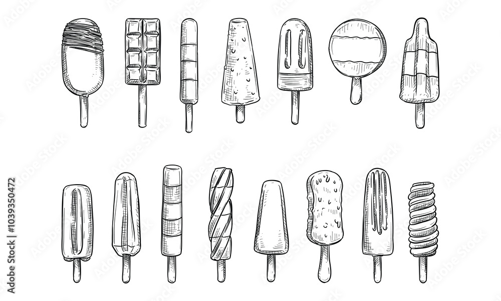 ice cream bar handdrawn collection ice cream bar handdrawn collection