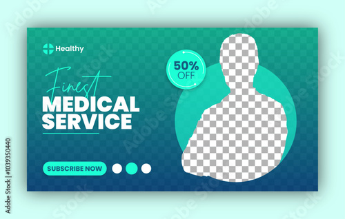 Medical health care youtube thumbnail cover design or medical web banner design template