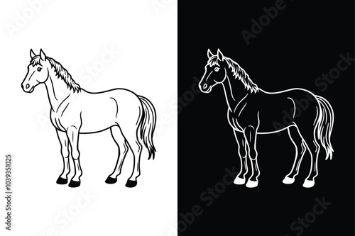 Editable Horse Line Icon. Bold Black Stroke and Minimalist Design