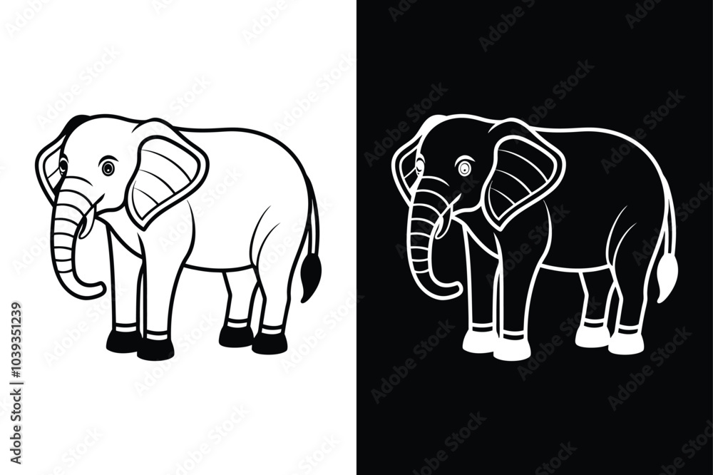 Obraz premium Jungle Collection Elephant Icon. Clean and Minimalistic Outline Vector