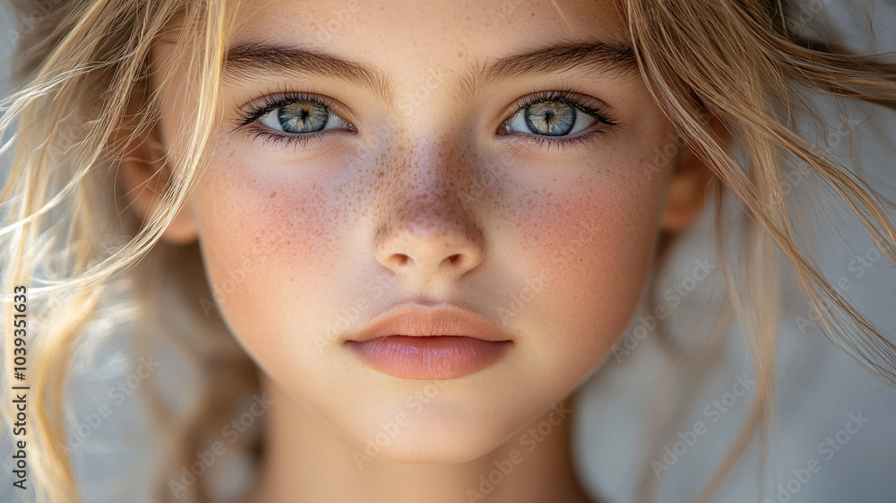 a young girl of 18 years old with blonde hair. a young girl of 18 years old with blonde hair.