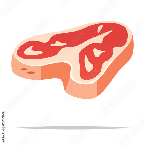 Raw T-Bone steak meat vector isolated illustration