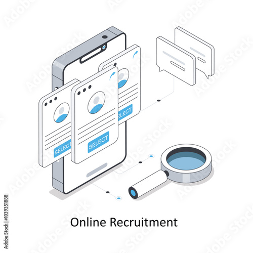 Online Recruitment isometric stock illustration. EPS File stock illustration