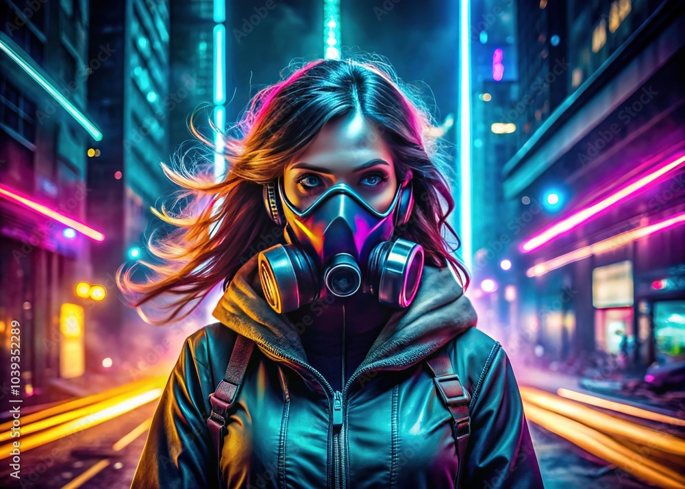 Long exposure paints the city, a masked figure emerges from the glow. Long exposure paints the city, a masked figure emerges from the glow.