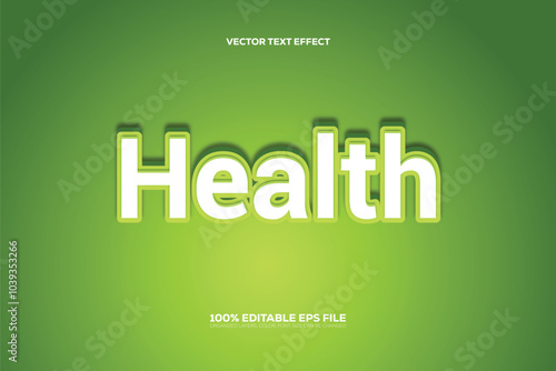 Health 3D Style Editable Vector Text Effect.