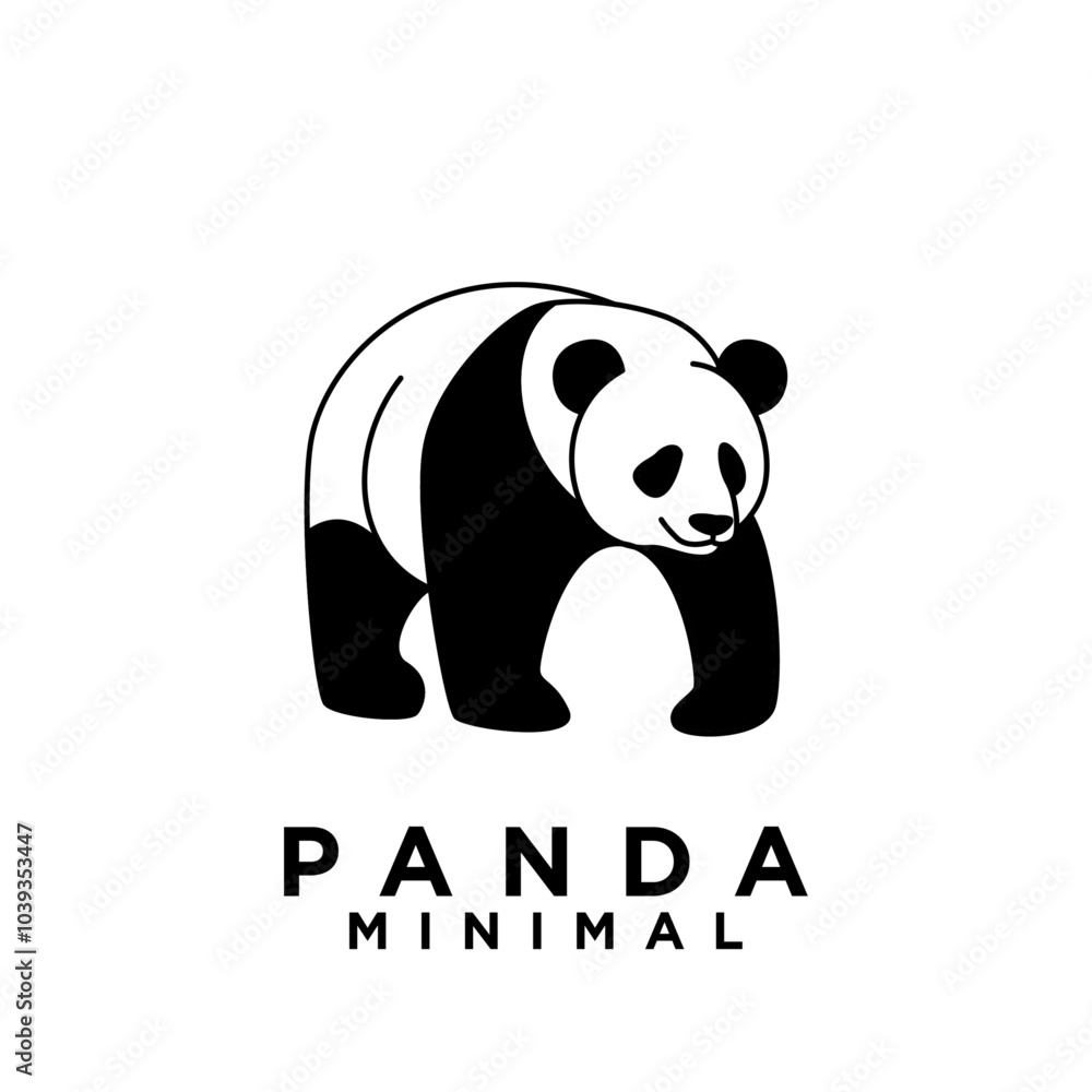 Obraz premium Panda animal logo icon design illustration black white