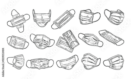 medical face mask handdrawn collection