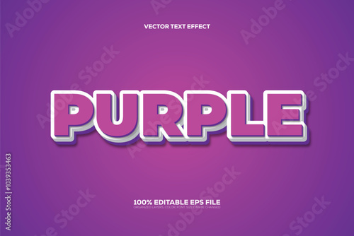 Purple 3D Style Editable Vector Text Effect. photo