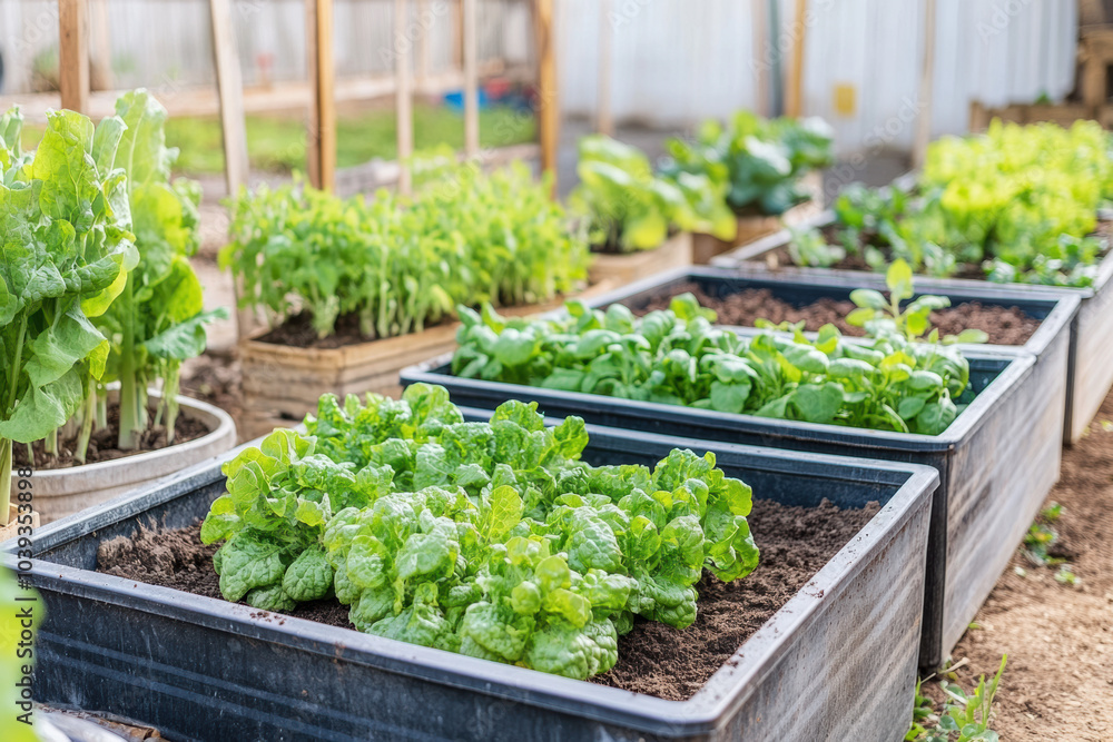 A gardener plants seedlings of greenery or flowers, hands in gardening gloves. Spring sustainable gardening A gardener plants seedlings of greenery or flowers, hands in gardening gloves. Spring sustainable gardening