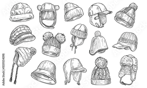 winter hat handdrawn collection