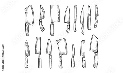 knife handdrawn collection