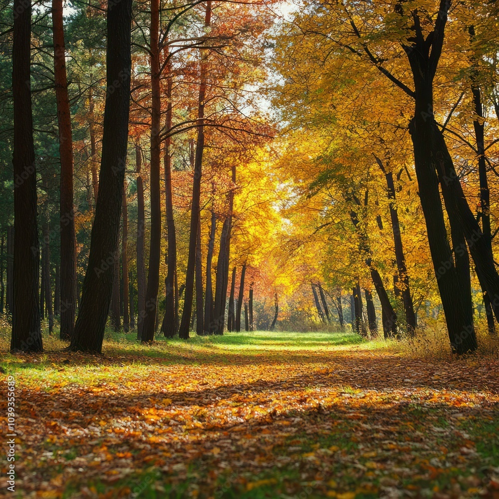 Fototapeta premium Landscape with colorful autumn forest