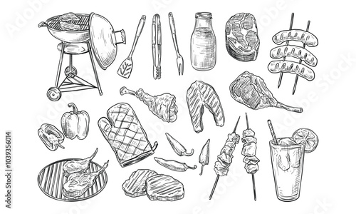 barbeque handdrawn collection