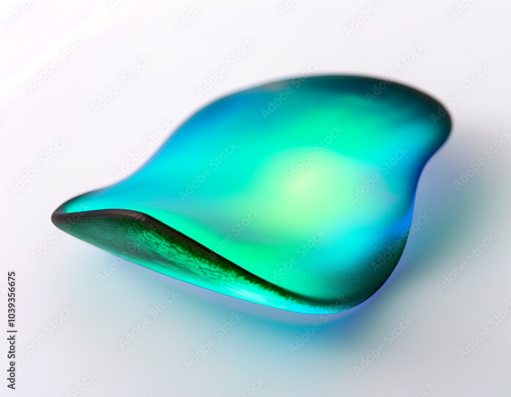 Delicate turquoise organic shape illuminated with soft light on a minimalist backdrop Delicate turquoise organic shape illuminated with soft light on a minimalist backdrop