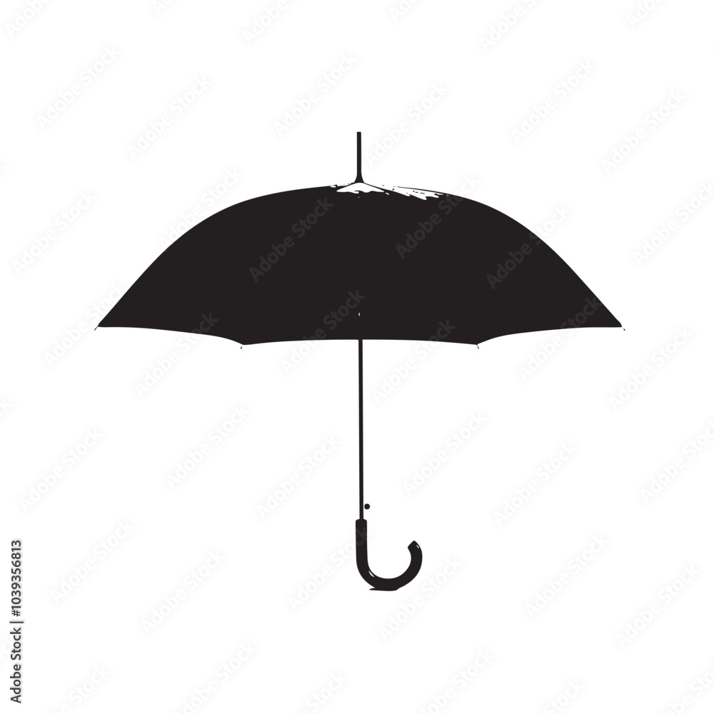 A silhouette of an umbrella isolated on white background A silhouette of an umbrella isolated on white background