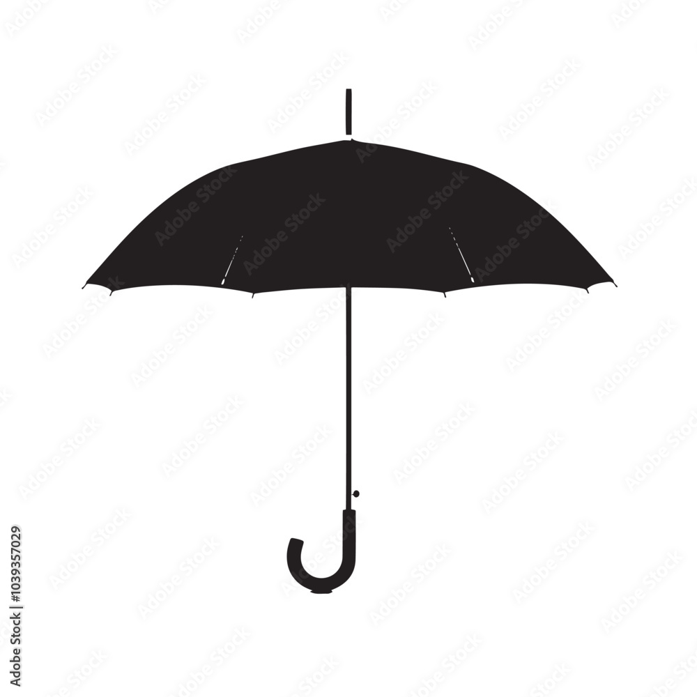 A silhouette of an umbrella isolated on white background A silhouette of an umbrella isolated on white background