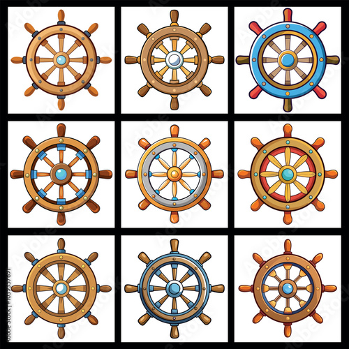 Nautical Ship Wheel Clipart Vector Design