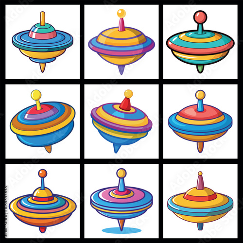 Colorful Spinning Top for Kids Clipart Vector Design