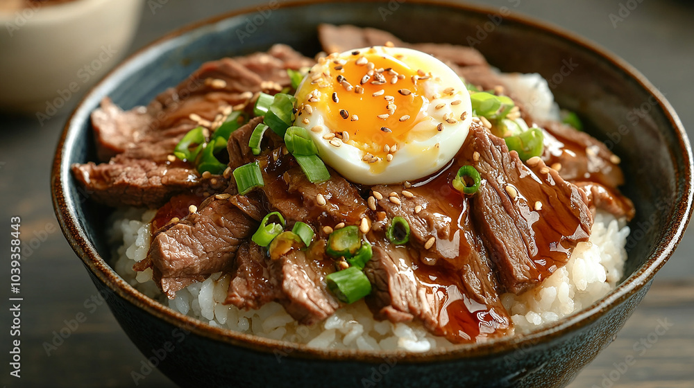 Roast beef bowl Japanese-style donburi Roast beef bowl Japanese-style donburi