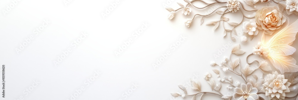 Fototapeta premium Elegant Floral Background with Butterfly.