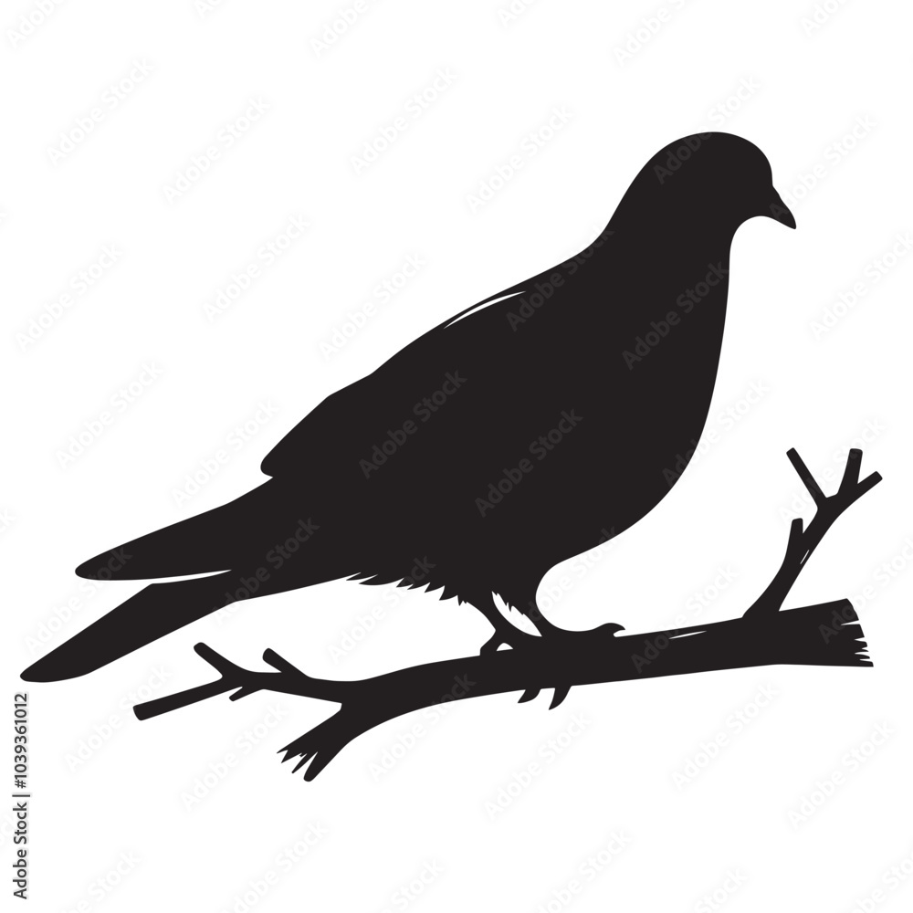 Fototapeta premium Silhouette of a dove perched on a branch.
