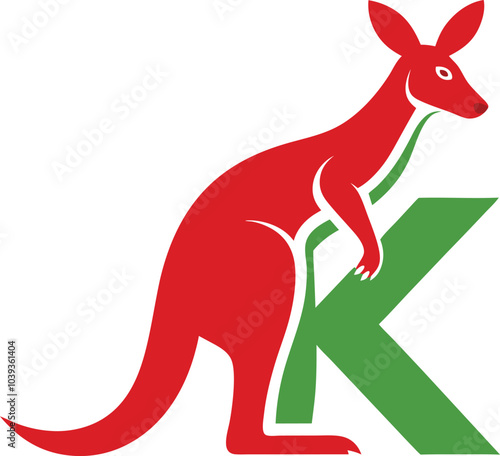 Kangaroo Letter K Logo:  A vibrant red kangaroo with a green K in the background.  The iconic Australian animal and letter combination.  Perfect for a company or brand with a connection to Australia.