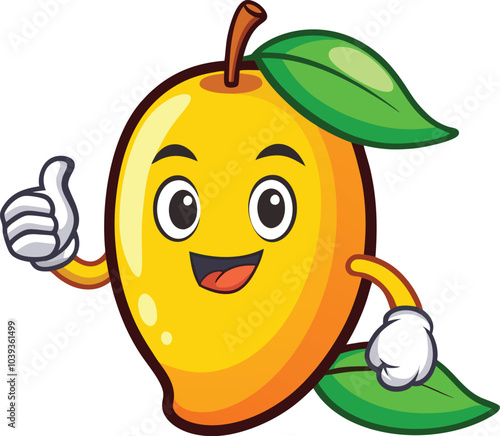 Mango Mascot:  A cheerful cartoon mango with a thumbs up, radiating positivity and enthusiasm. Perfect for branding, social media, or any project needing a touch of fruity fun. 