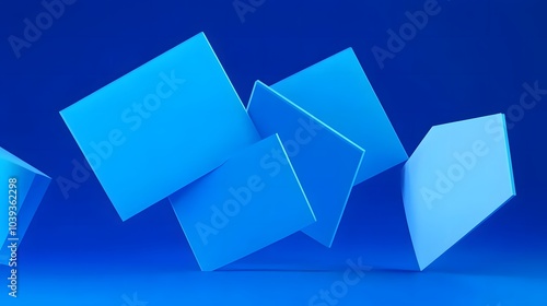 Abstract 3d render, background design with blue squares