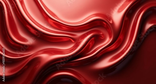 Wallpaper Mural A scarlet brass background with smooth folds, chrome plating, and silver accents. Shimmering velveteen textures flow across the oil-draped surface. Torontodigital.ca