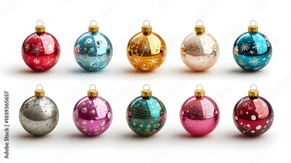 Colorful Baubles Isolated on White Background Colorful Baubles Isolated on White Background