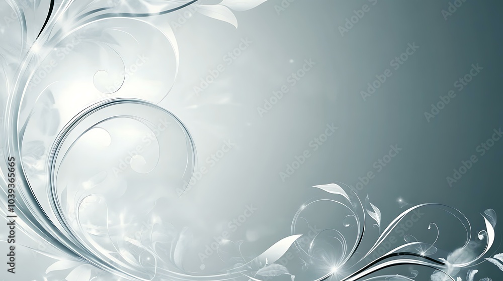 Stylish holiday greeting card with sleek silver swirls and a soft gradient background Stylish holiday greeting card with sleek silver swirls and a soft gradient background