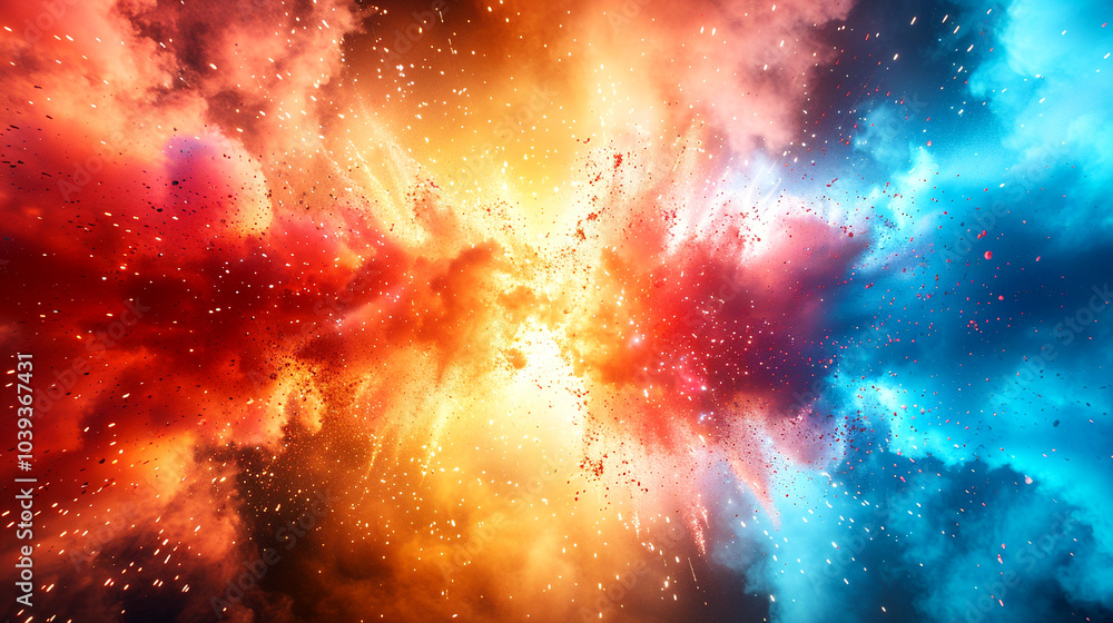 Obraz premium Colorful cosmic explosion of vibrant hues illuminating the vast expanse of space