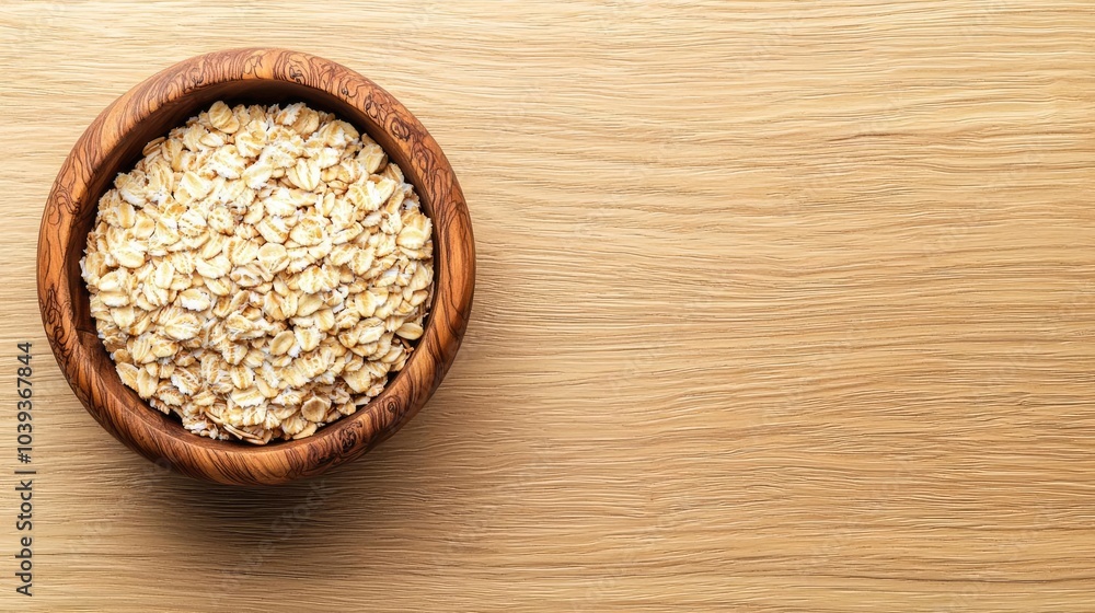 Bowl of oats on a wooden surface, natural and healthy eating concept. Bowl of oats on a wooden surface, natural and healthy eating concept.