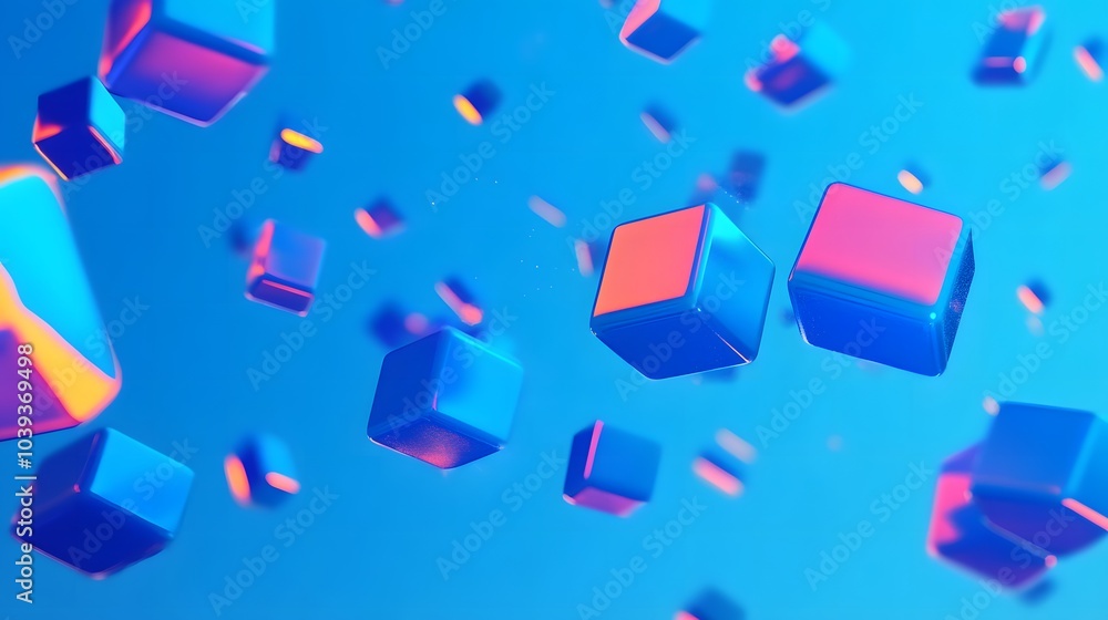 Abstract 3d render, geometric background design with colorful cubes Abstract 3d render, geometric background design with colorful cubes